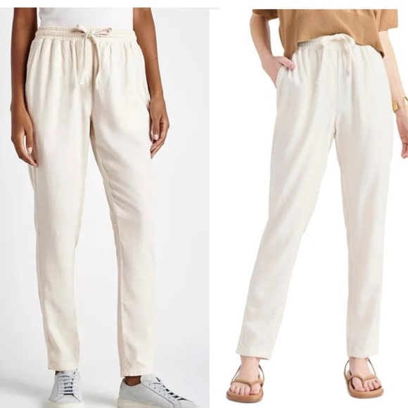 Splendid Perla Linen Blend Pull Draw String Straight Leg Lounger Pant Small NEW - Picture 4 of 9